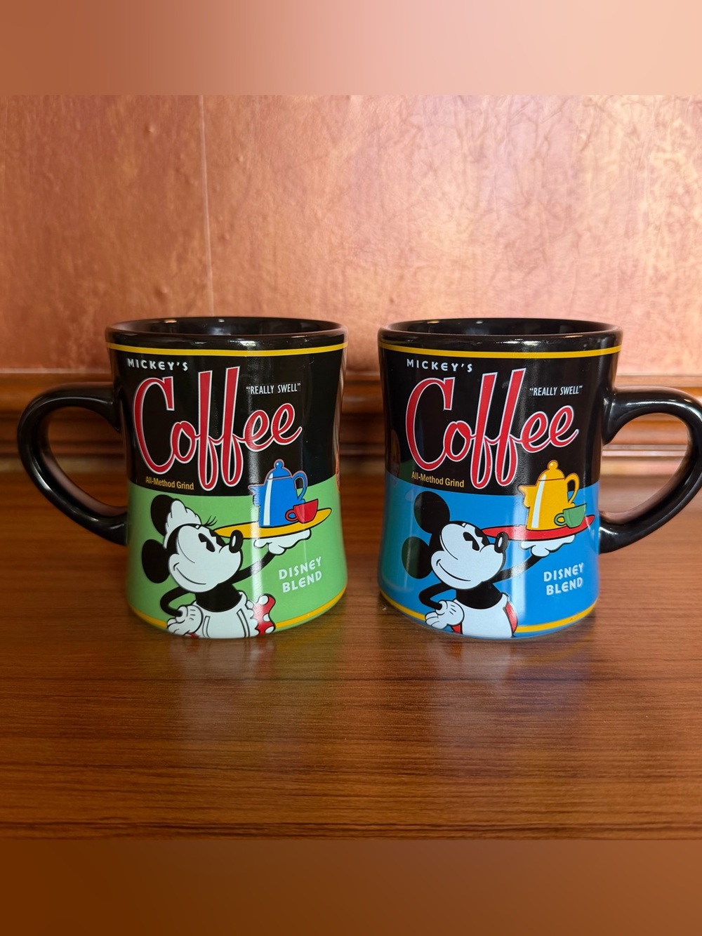 Disney Blend Mickey's Coffee Theme Perks Mug Set - Mickey & Minnie Mouse Cup